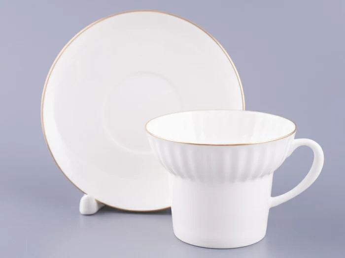 Чашка с блюдцем кофейная 155 мл.,  форма Волна, рисунок Золотой кантик арт. 81.13549.00.1, 