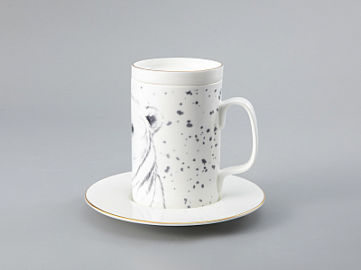 Бокал с блюдцем Тотем в подарочной упаковке, рисунок Медведь арт. 81.28376.00.1