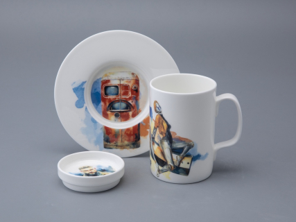 Бокал с блюдцем и крышкой 400мл в подарочной упаковке, форма Топ, рисунокAtomic Heart (Атомное Сердце) 2, арт 81.34449.00.1, 