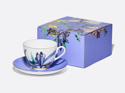 Чашка с блюдцем L’Art des Fleurs (Искусство цветов) в подарочной упаковке, форма Весенняя 2, рисунок Аметистовое пламя, арт 81.33403.00.1, 