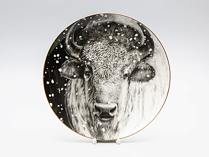 Декоративная тарелка 300 мм в подарочной упаковке, форма Эллипс - 2 рисунок Тотем.Бизон, арт. 81.28919.00.1