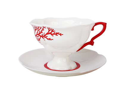 Чашка с блюдцем чайная 220 мл форма Наташа рисунок Коралл арт. 81.17717.00.1