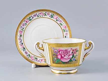 Чашка с блюдцем для бульона форма Александрия рисунок Воспоминание арт. 81.17424.00.1