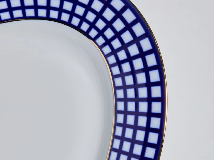 Сервиз столовый на 6 персон 21 предмет, форма Европейская, рисунок Кобальтовая клетка, арт. 81.11329.00.1, 