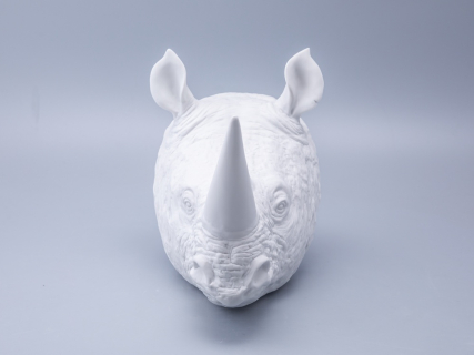 Скульптура форма Носорог голова, Белый бисквит, арт 82.49078.00.1, 