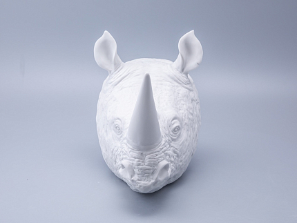Скульптура форма Носорог голова, Белый бисквит, арт 82.49078.00.1