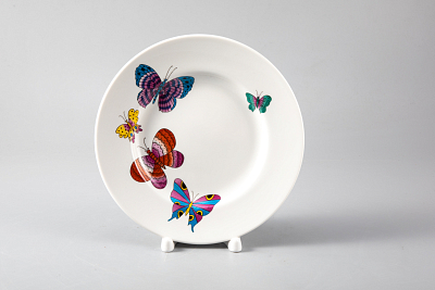 Тарелка мелкая 150 мм форма Гладкая рисунок Шафрановые бабочки, арт. 80.39465.00.1