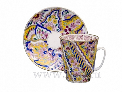 Чашка с блюдцем кофейная 165 мл.,  форма Майская,  рисунок Яркие узоры арт. 81.15350.00.1
