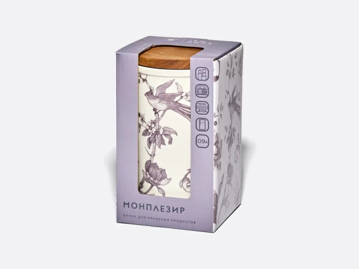 Банка с деревянной крышкой (высокая) форма Стандартная, рисунок Monplaisir Violet (Монплезир Виолет), в упаковке, арт 42.00061.00.1, 