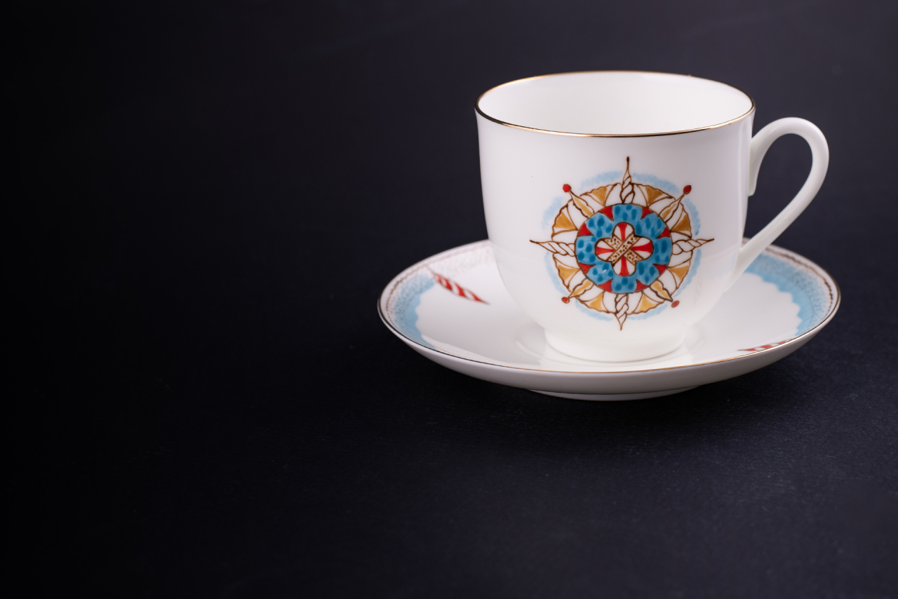 Чашка с блюдцем кофейная 180 мл., форма Ландыш, рисунок Снежинка, арт 61.21042.00.1, 