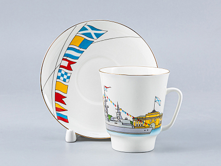 Чашка с блюдцем кофейная 165 мл форма Майская рисунок День ВМФ России арт. 81.26631.00.5