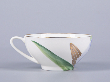 Чашка с блюдцем чайная 300 мл форма Купольная рисунок Ирисы №1 арт. 81.29656.00.1