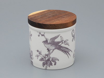 Набор банок с деревянной крышкой (3 предмета) форма Стандартная, рисунок Monplaisir Violet, арт 42.00062.00.1