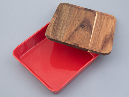 Набор для запекания с деревянной крышкой ( 2 предм.квадратные ) форма Стандартная рисунок Календа арт. 42.00043.00.1