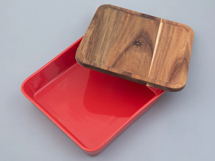 Набор для запекания с деревянной крышкой ( 2 предм.квадратные ) форма Стандартная рисунок Календа арт. 42.00043.00.1, 