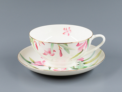 Чашка с блюдцем форма Купольная рисунок Акварель арт. 81.26635.00.1