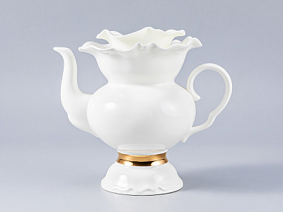 Сервиз чайный Белый цветок Золотая лента, 6 персон 14 предметов, арт. 81.18187.00.1