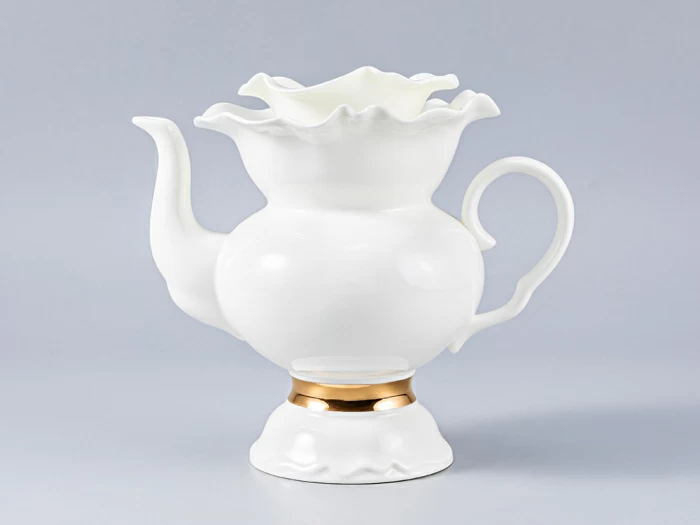 Сервиз чайный Белый цветок Золотая лента, 6 персон 14 предметов, арт. 81.18187.00.1, 