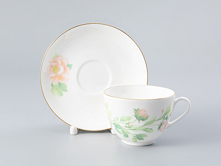 Чашка с блюдцем форма Весенняя-2 рисунок Нежный пион (зеленый), арт. 81.28779.00.1