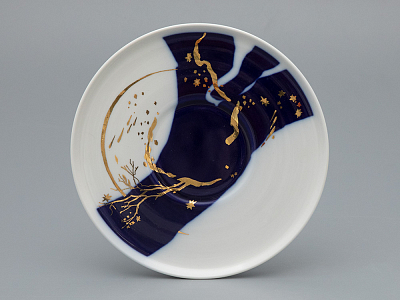 Чашка с блюдцем чайная, форма Колокол рисунок Зимняя дорога, арт. 81.34078.00.1