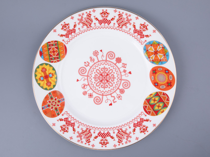 Блюдо круглое 310 мм форма Премиум рисунок Петушки-гребешки, арт 80.49803.00.1, 