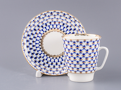 Чашка с блюдцем кофейная 165 мл.,  форма Майская,  рисунок Кобальтовая сетка арт. 81.14574.00.1