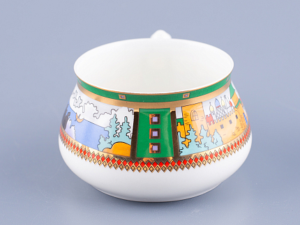 Чашка с блюдцем кофейная 180 мл.,  форма Билибина,  рисунок  Деревня на озере  арт. 81.15225.00.1