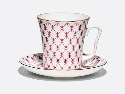 Бокал с блюдцем форма Ленинградский рисунок Сетка-Блюз 2 арт. 81.24769.00.1