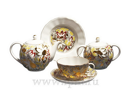 Сервиз чайный Тюльпан Золотые ромашки, 6 персон 20 предметов, арт. 81.21772.00.1