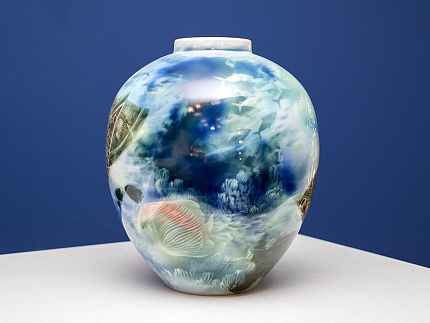 Ваза рисунок Подводный мир, форма Круглая, арт 80.41267.00.1