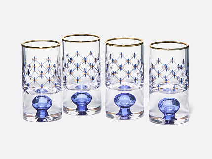 Набор из 4-х стопок для водки Кобальтовая сетка арт. 14.11006.07