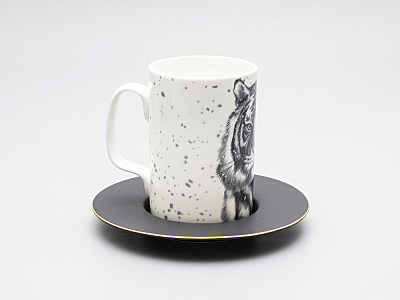 Бокал с блюдцем Тотем в подарочной упаковке, рисунок Тигр арт. 81.30082.00.1