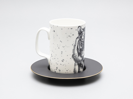 Бокал с блюдцем Тотем в подарочной упаковке, рисунок Тигр арт. 81.30082.00.1, 