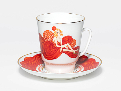 Чашка с блюдцем 165 мл, в подарочной упаковке, форма Майская, рисунок Обнаженные сердца, арт 81.10461.00.1