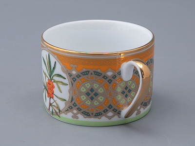 Чашка с блюдцем 250 мл в подарочной упаковке форма Соло рисунок Облепиха сибирская, арт. 81.33948.00.1