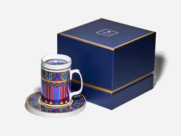 Бокал с блюдцем и крышкой 390 мл в подарочной упаковке, форма Топ, рисунок Готический 7, арт. 81.34168.00.1, 