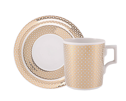 Чашка с блюдцем чайная форма Гербовая рисунок Зазеркалье. Квадраты, арт. 81.27710.00.1