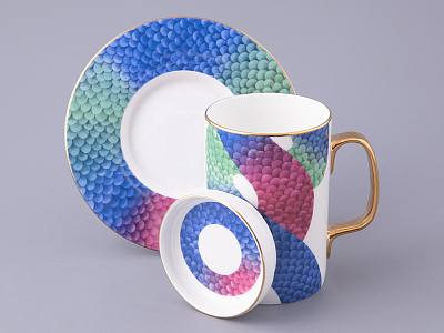 Подарочный набор Бокал с блюдцем и крышкой, форма top, рисунок Лунный змей, арт. 81.32798.00.1