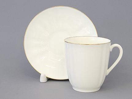 Чашка с блюдцем кофейная 176 мл, форма Ветерок, рисунок Золотой кантик арт. 81.13630.00.1