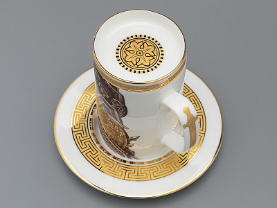 Подарочный набор Бокал с блюдцем и крышкой форма Топ рисунок Слава Веков бронза, арт. 81.33062.00.1