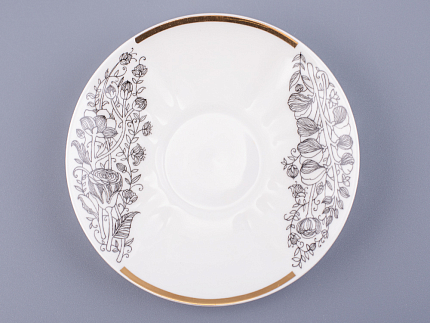 Чашка с блюдцем чайная 200 мл форма Гвоздика рисунок Лето Черное арт. 81.20072.00.1