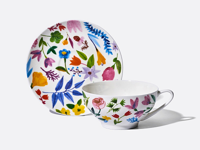 Чашка с блюдцем чайная форма Купольная рисунок Primavera (Примавера), арт. 81.34274.00.1
