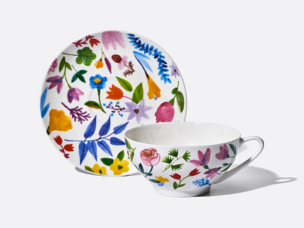 Чашка с блюдцем чайная форма Купольная рисунок Primavera (Примавера), арт. 81.34274.00.1