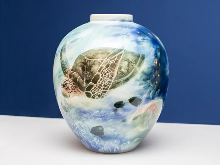 Ваза рисунок Подводный мир, форма Круглая, арт 80.41267.00.1, 