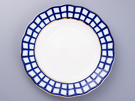 Сервиз чайный форма Тюльпан рисунок Кобальтовая клетка, 6 персон 20 предметов, арт. 81.15116.01.1