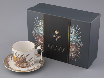 Чашка с блюдцем в подарочной упаковке, форма Охотничий, рисунок Триумф Золотой орел, арт. 81.32469.00.1