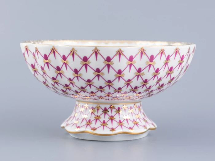 Ваза для конфет форма Тюльпан, рисунок Сетка-Блюз, арт 80.50209.00.1, 