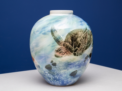 Ваза рисунок Подводный мир, форма Круглая, арт 80.41267.00.1, 