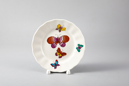 Тарелка мелкая 150 мм форма Тюльпан рисунок Шафрановые бабочки, арт. 80.39177.00.1