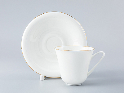 Чашка с блюдцем чайная 200 мл форма Сад рисунок Золотой кантик арт. 81.19124.00.1